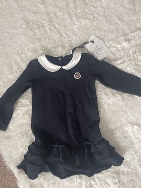 Moncler Navy Dress with White Peter Pan Collar